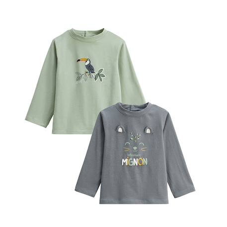 Lot de 2 t-shirts bébé manches longues boavista Kaki 2 - vertbaudet enfant 