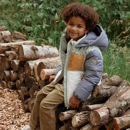 Doudoune enfant imperméable doublée polaire avec capuche boavista Kaki 6 - vertbaudet enfant 