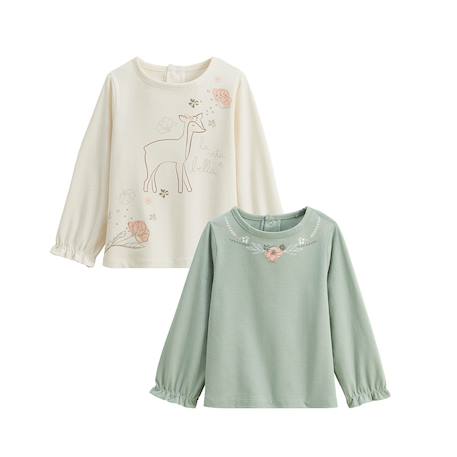 Lot de 2 t-shirts bébé manches longues lison Vert 2 - vertbaudet enfant 