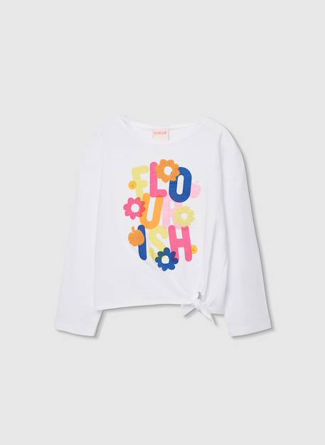 T-shirt fille manches longues maille Blanc 1 - vertbaudet enfant 