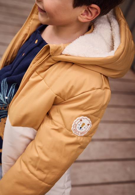 Garçon-Doudoune enfant imperméable doublée polaire avec capuche charly