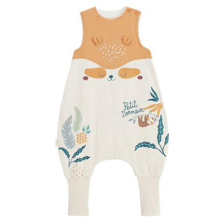 Turbulette été en gaze de coton avec pieds retroussables baroudeur Ecru 2 - vertbaudet enfant 