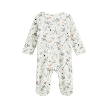 Pyjama bébé en velours ouverture pont frimousse Ecru 3 - vertbaudet enfant 