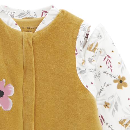 Turbulette d'hiver en velours avec pieds retroussables et manches amovibles charlie Ocre 3 - vertbaudet enfant 