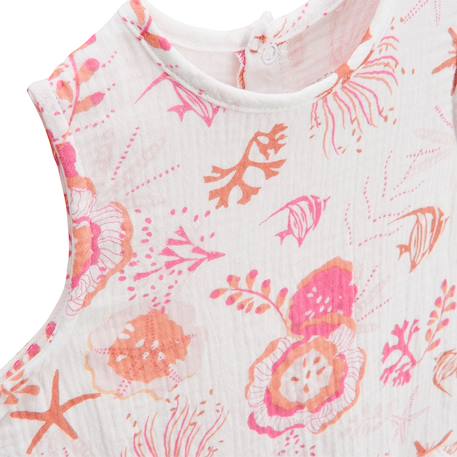 Ensemble bébé t-shirt et short en gaze de coton bahamas Rose 3 - vertbaudet enfant 