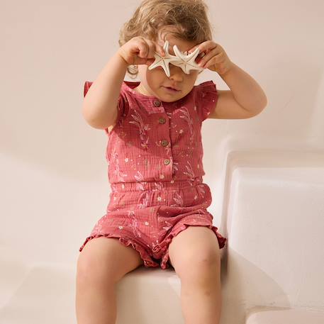 Combishort bébé en gaze de coton fiesta Rose 6 - vertbaudet enfant 