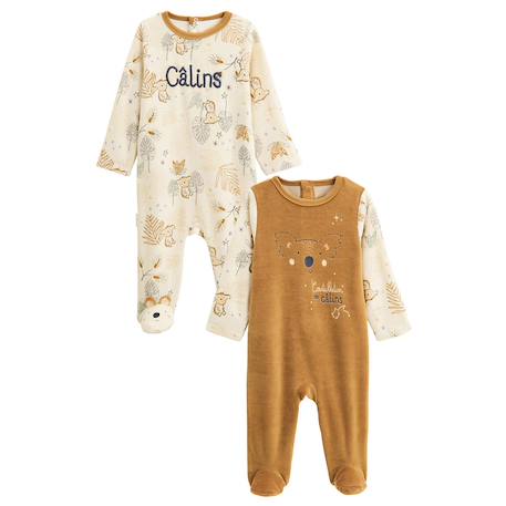 Lot de 2 pyjamas bébé en velours constellation Camel 2 - vertbaudet enfant 