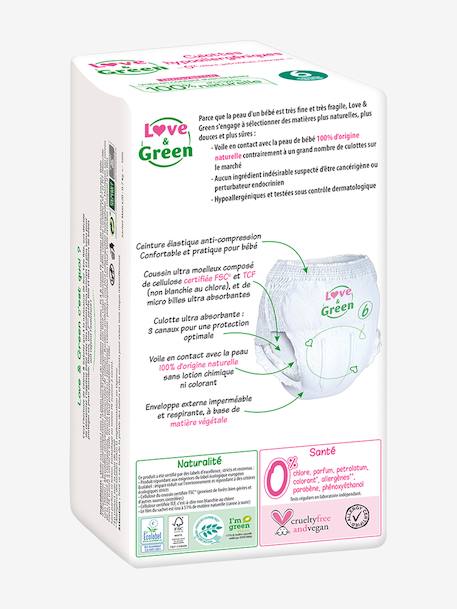 Culottes hypoallergéniques T6 x 16 LOVE & GREEN blanc 2 - vertbaudet enfant 