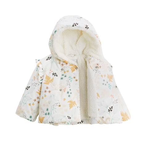 Doudoune bébé imperméable doublée sherpa avec capuche bloom Ecru 4 - vertbaudet enfant 