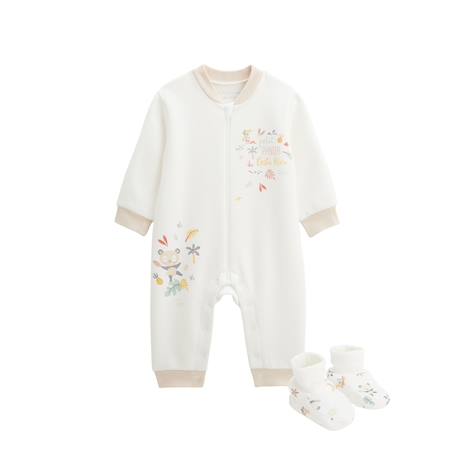 Combinaison bébé en molleton et chaussons baby panda Ecru 2 - vertbaudet enfant 