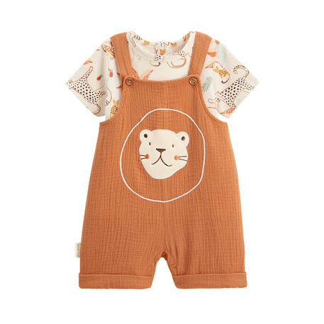 Ensemble salopette bébé en gaze de coton et t-shirt tango Marron 2 - vertbaudet enfant 