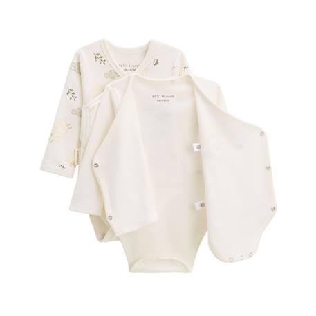 Lot de 2 bodies bébé manches longues ouverture croisée câlins Ecru 3 - vertbaudet enfant 