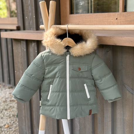 Doudoune enfant imperméable doublée sherpa avec capuche anouk Kaki 6 - vertbaudet enfant 