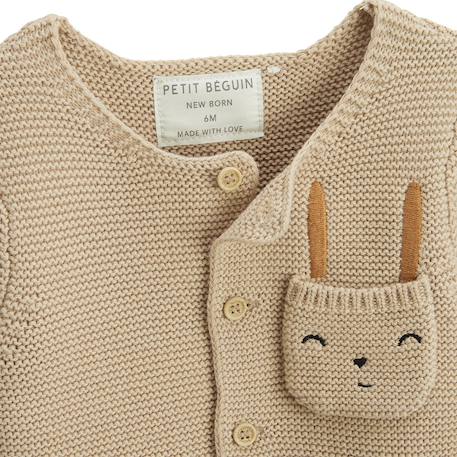 Ensemble gilet et pantalon avec pieds bébé en tricot hello baby Sable 3 - vertbaudet enfant 