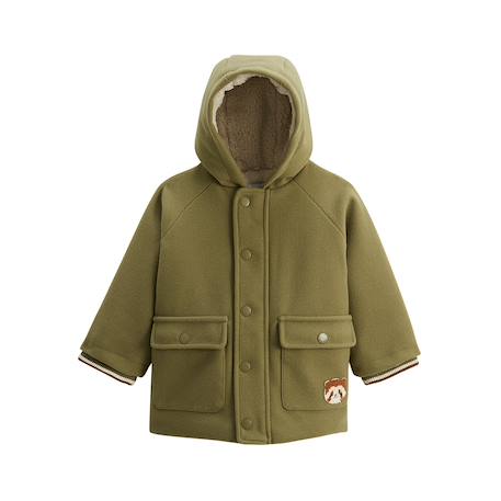 Manteau enfant doublé sherpa avec capuche gustin Kaki 2 - vertbaudet enfant 