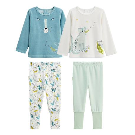 Lot de 2 pyjamas enfant 2 pièces en velours avec pieds retroussables oscar Bleu 2 - vertbaudet enfant 