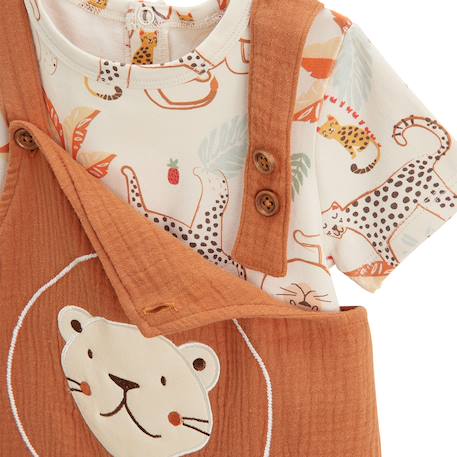 Ensemble salopette bébé en gaze de coton et t-shirt tango Marron 6 - vertbaudet enfant 