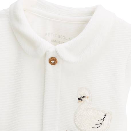 Ensemble gilet et pantalon bébé en velours perle Ecru 3 - vertbaudet enfant 