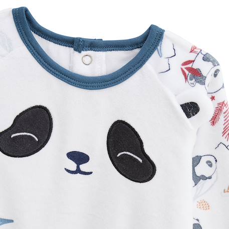 Pyjama enfant 2 pièces en velours avec pieds retroussables tao Bleu 3 - vertbaudet enfant 