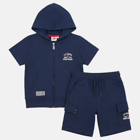 Ensemble garçon t-shirt manches courtes zippé et short Beige+Bleu+Kaki+Marine 12 - vertbaudet enfant 