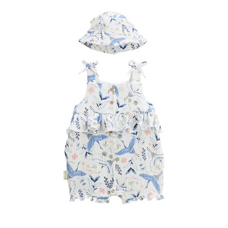 Barboteuse bébé + chapeau en gaze de coton tiana Ecru 2 - vertbaudet enfant 