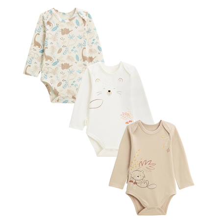 Lot de 3 bodies bébé manches longues cracotte Ecru 2 - vertbaudet enfant 