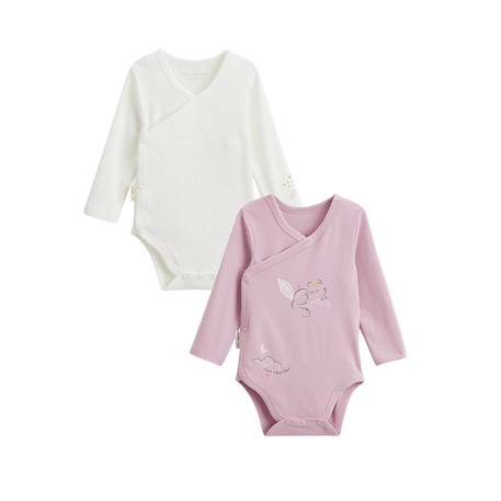 Lot de 2 bodies bébé manches longues ouverture croisée miss chatchatchat Rose 2 - vertbaudet enfant 