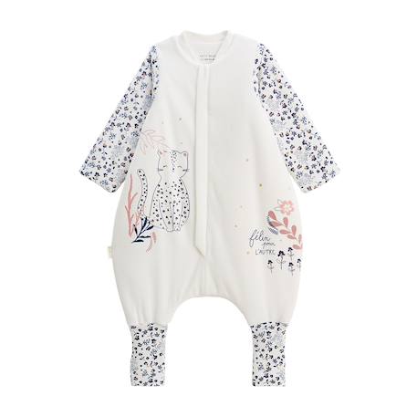 Turbulette tog 2 en velours avec pieds retroussables et manches amovibles céleste Ecru 2 - vertbaudet enfant 