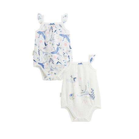 Lot de 2 bodies bébé à bretelles en gaze de coton tiana Ecru 2 - vertbaudet enfant 