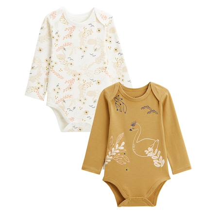 Lot de 2 bodies bébé manches longues swan Ocre 2 - vertbaudet enfant 