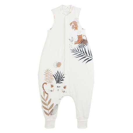 Turbulette d'hiver en velours avec pieds retroussables gaufrette Ecru 2 - vertbaudet enfant 