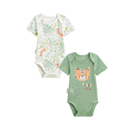 Lot de 2 bodies bébé manches courtes kanha Vert 2 - vertbaudet enfant 