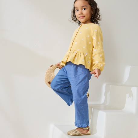 Pantalon bébé en chambray camila Bleu 6 - vertbaudet enfant 