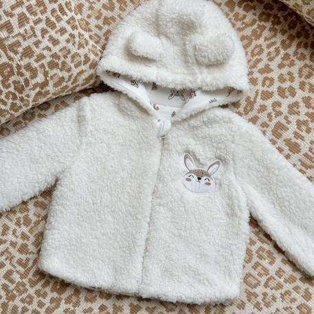 Veste à capuche zippé bébé en sherpa chou lapinou Ecru 5 - vertbaudet enfant 
