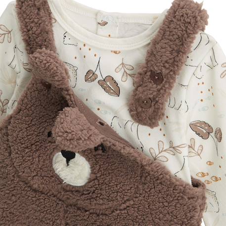 Ensemble salopette bébé en sherpa et t-shirt câlins Marron 4 - vertbaudet enfant 