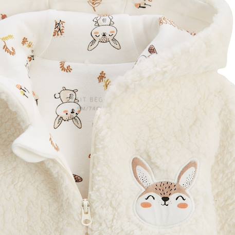 Veste à capuche zippé bébé en sherpa chou lapinou Ecru 4 - vertbaudet enfant 