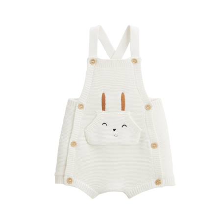 Salopette bébé en tricot hello baby Ecru 2 - vertbaudet enfant 