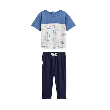 Ensemble enfant t-shirt et pantalon en gaze de coton mexico Bleu 2 - vertbaudet enfant 