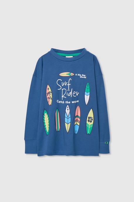 T-shirt enfant en coton à manches longues  coton Bleu 1 - vertbaudet enfant 