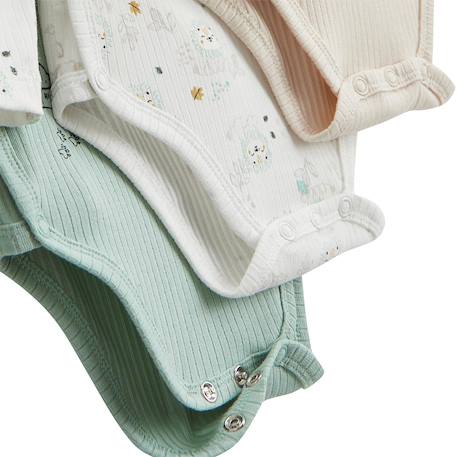 Lot de 3 bodies bébé côtelés manches longues ouverture croisée kenya Beige 3 - vertbaudet enfant 
