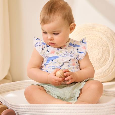 Ensemble enfant t-shirt et short en gaze de coton tiana Ecru 6 - vertbaudet enfant 