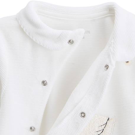 Pyjama bébé en velours ouverture croisée perle Ecru 5 - vertbaudet enfant 