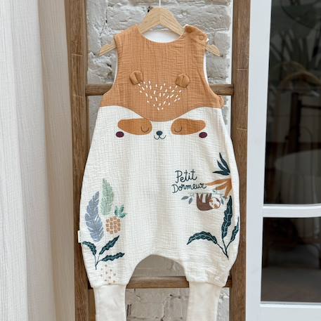 Turbulette été en gaze de coton avec pieds retroussables baroudeur Ecru 5 - vertbaudet enfant 