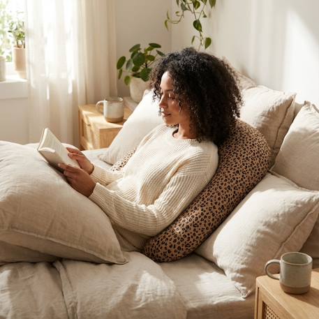 Babysom - coussin de maternité 3 en 1 : grossesse, allaitement &amp$ repos bébé - housse double gaze en coton - motif léopard - xxl Multicolore 3 - vertbaudet enfant 