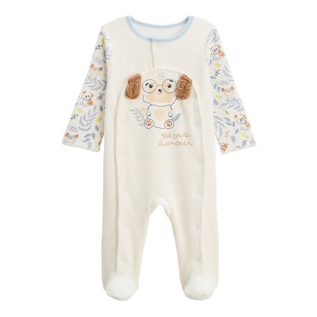 Pyjama bébé en velours ouverture pont zeste d'amour Ecru 2 - vertbaudet enfant 