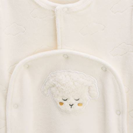 Pyjama bébé en velours ouverture pont câlins Ecru 4 - vertbaudet enfant 