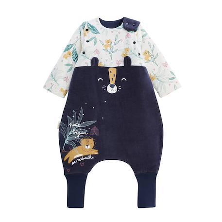 Turbulette tog 2 en velours avec pieds retroussables et manches amovibles charly Bleu 2 - vertbaudet enfant 
