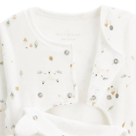 Pyjama bébé en velours ouverture pont bisous Ecru 5 - vertbaudet enfant 