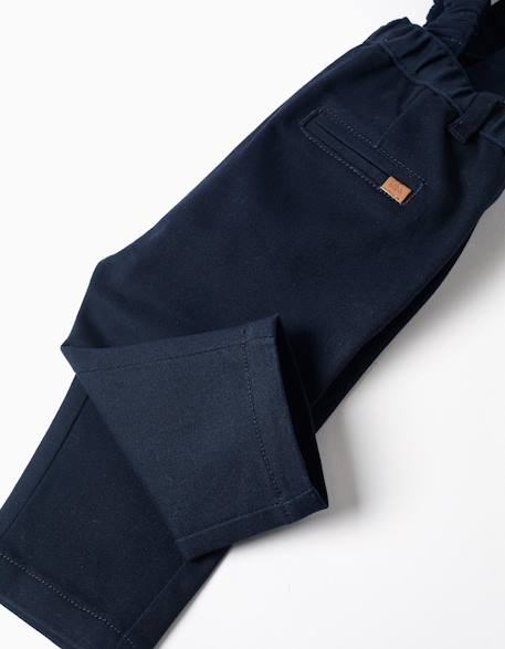Pantalon en sergé avec bretelles Bleu foncé 4 - vertbaudet enfant 