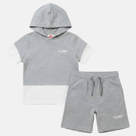 Ensemble  garcon - sweat à capuche manches courtes et bermuda Beige+Gris+Marine+Vert 7 - vertbaudet enfant 